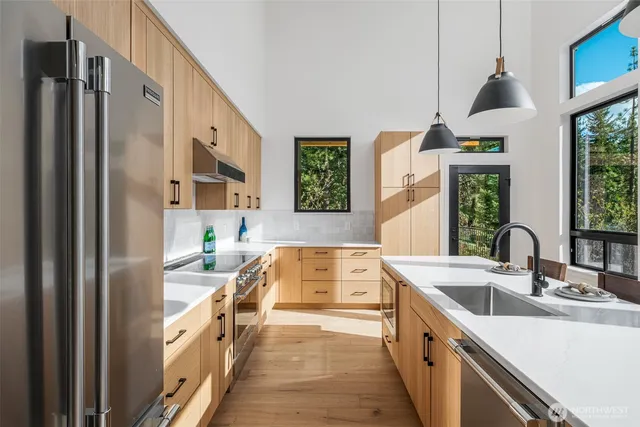 a living room with furniture