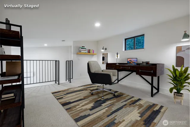 a bathroom with a granite countertop toilet a sink and a mirror