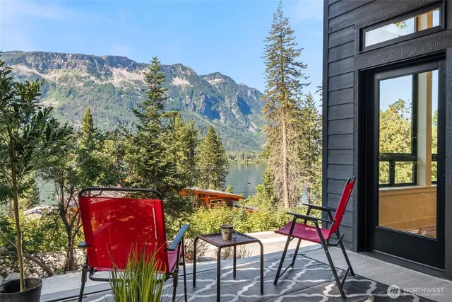 a view of a balcony with an outdoor space