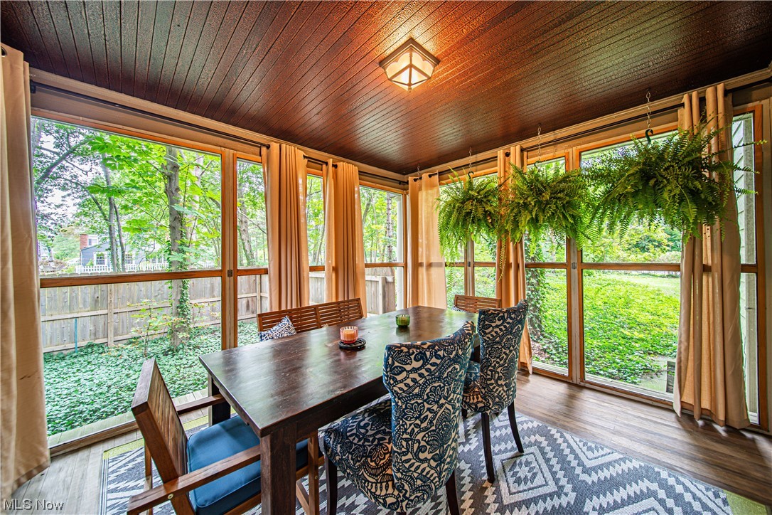 2868 Lee Road Cleveland, OH 44120 - Photo 17 of 35 Screened in porch with wood ceiling and a wealth of natural light