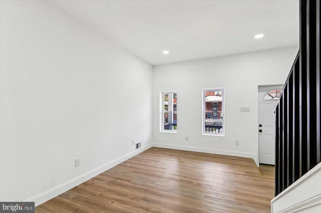 a view of kitchen with wooden floor