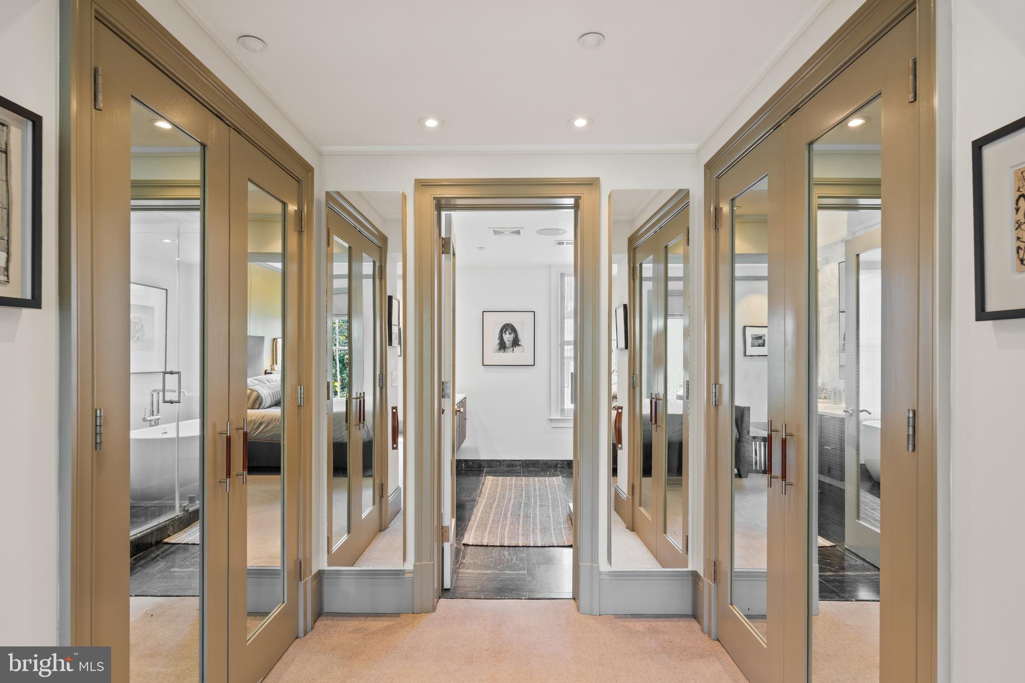 1341 Q Street Northwest, Unit B Washington, DC 20009 - Photo 17 of 31 a bathroom with a glass shower door and a glass door