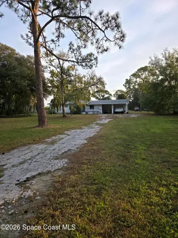 a view of a field with of trees