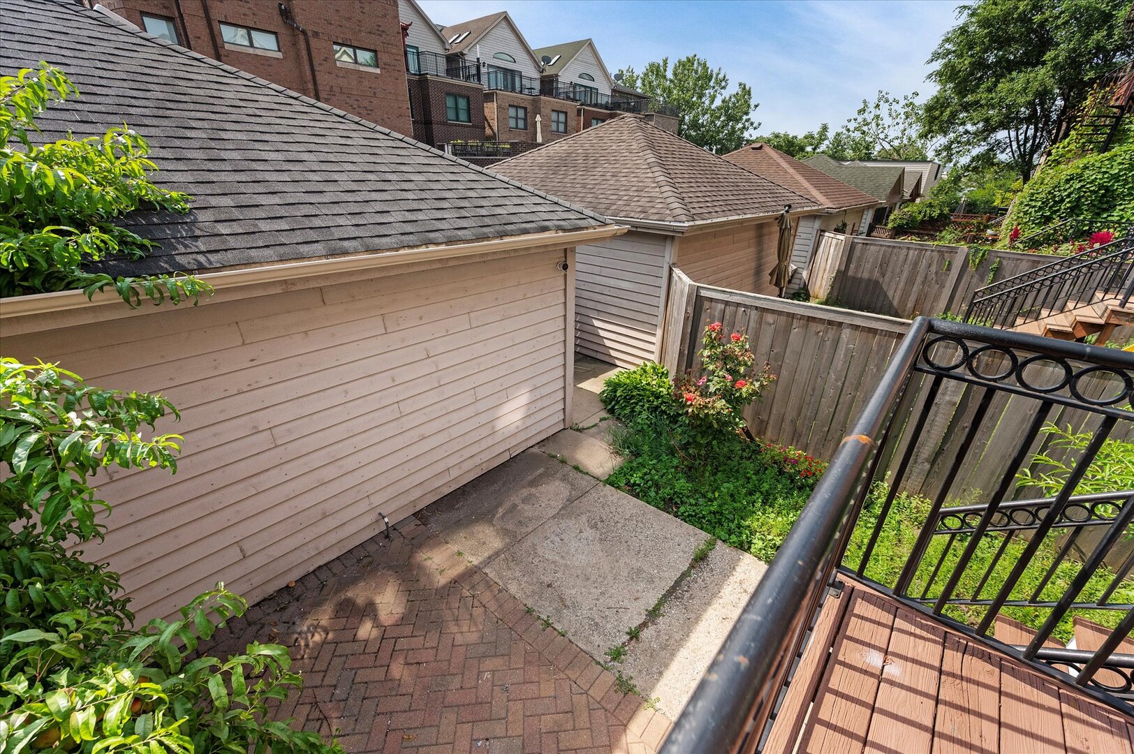 1319 West 32nd Place Chicago, IL 60608 - Photo 40 of 46 a view of a backyard with sitting area and potted plants