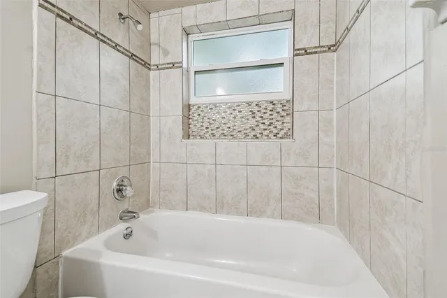 a bathroom with a bathtub