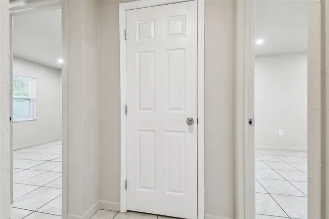 an empty room with closet