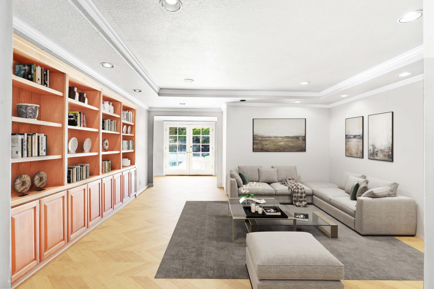 14160 Miranda Road Los Altos Hills, CA 94022 - Photo 10 of 30 a living room with furniture and a book shelf