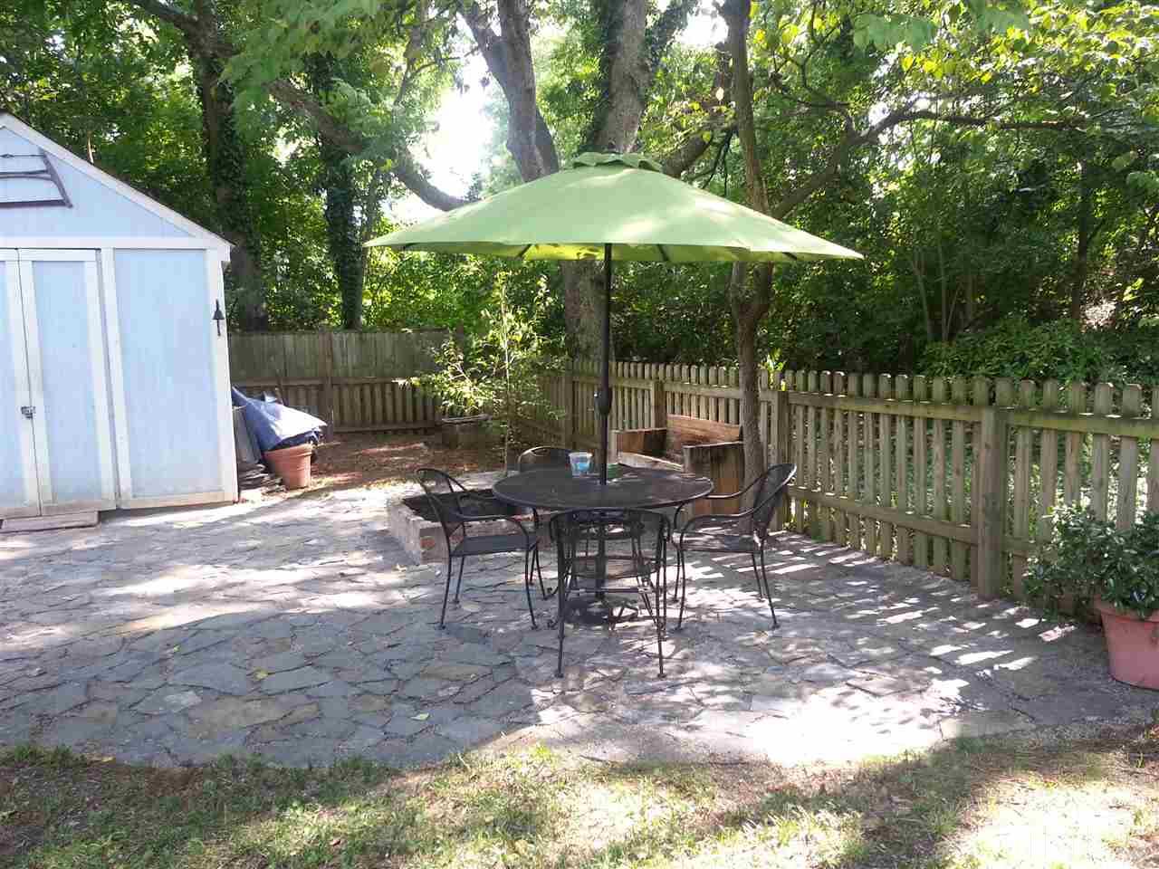 112 Camden Street Raleigh, NC 27601 - Photo 22 of 25 a view of a table and chairs in backyard under a umbrella