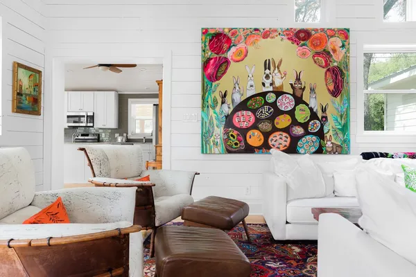 a living room with furniture and a couch