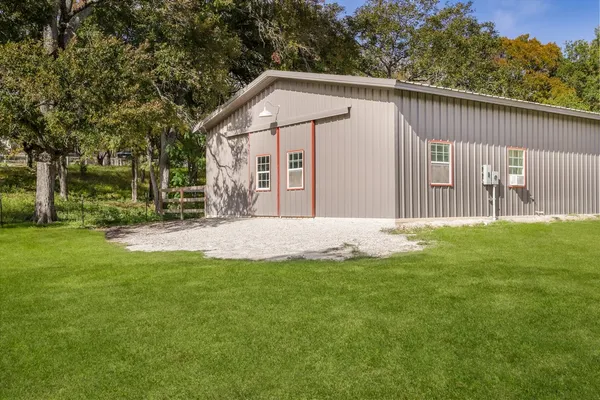a house view with garden space