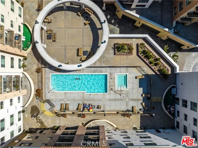 an aerial view of a highlighted house