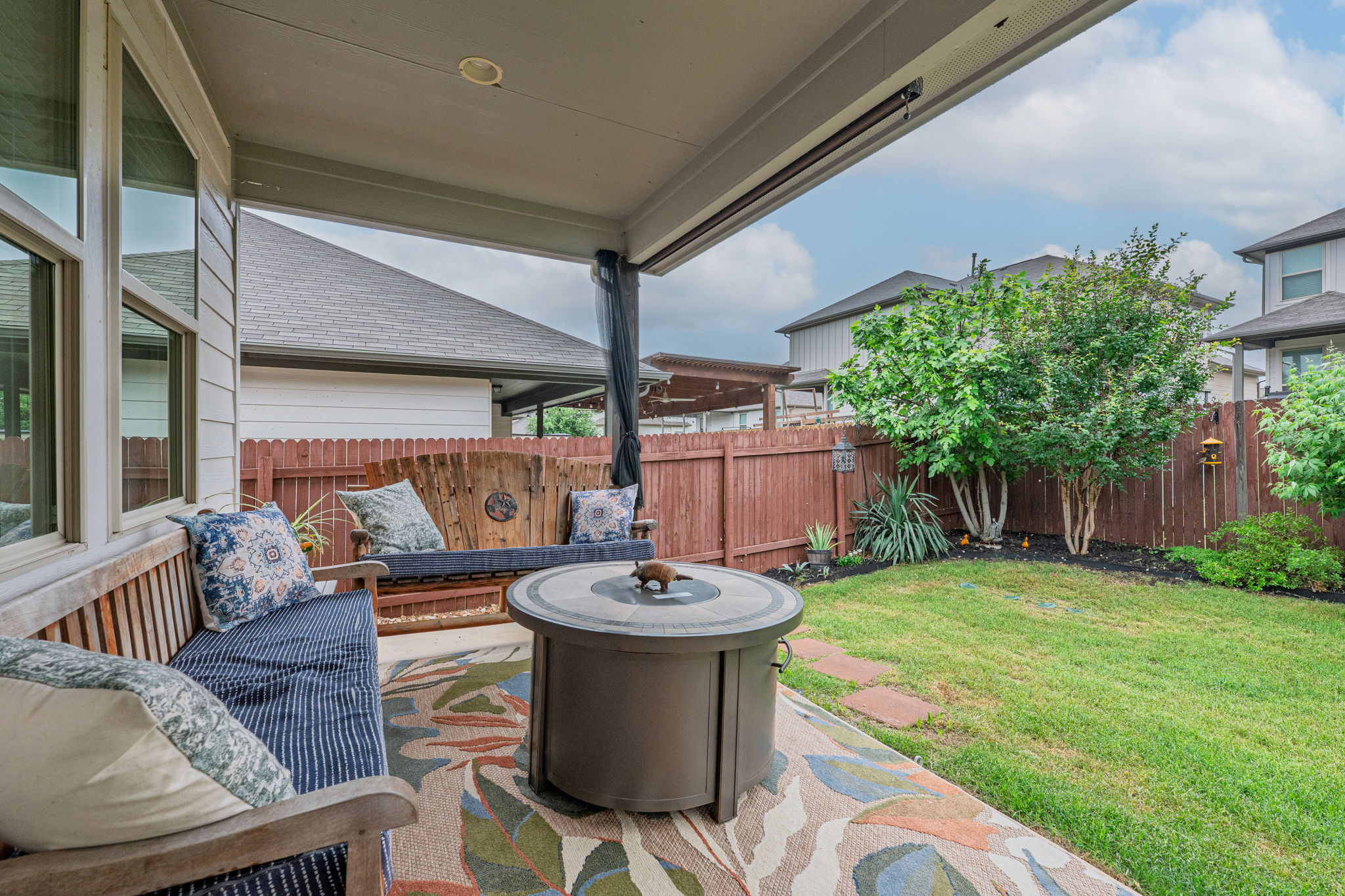 1009 Goldilocks Lane Manchaca, TX 78652 - Photo 36 of 40 Covered patio featuring a solid ceiling and recessed lighting.