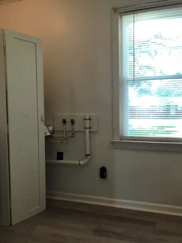 a bathroom with a window
