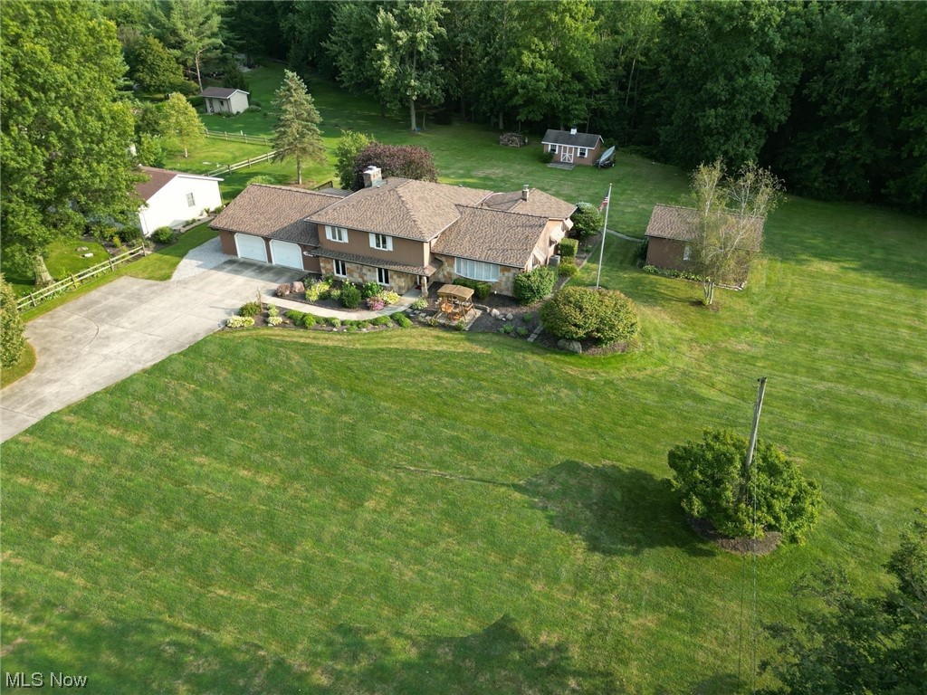 42175 Butternut Ridge Road Elyria, OH 44035 - Photo 3 of 35 Aerial view of the main parcel (1 of 2), which has the home, the 1-1/2 car detached garage (heated), and in 2015 added a very nice 20x10 storage barn at the rear of the parcel.