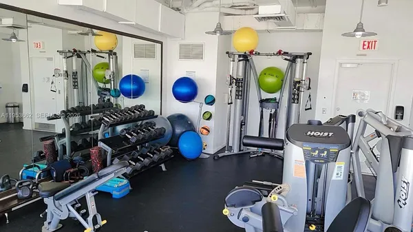 a room with gym equipment