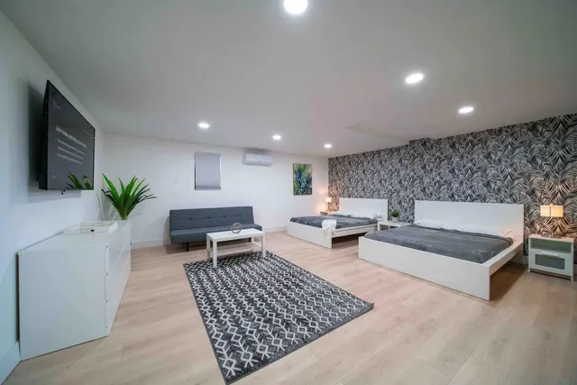 a living room with furniture