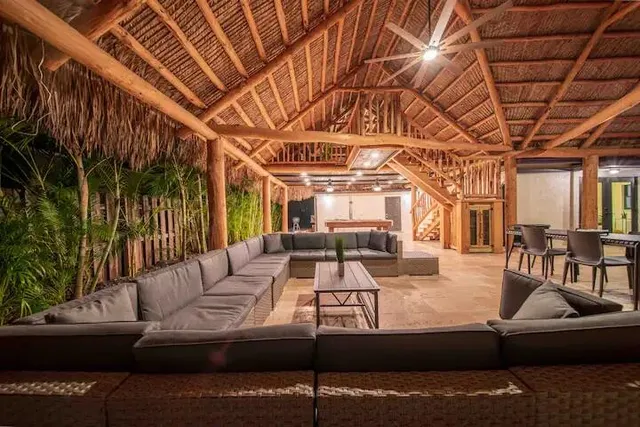 a outdoor living space with patio furniture