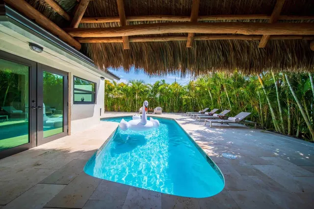 a view of a backyard with plants