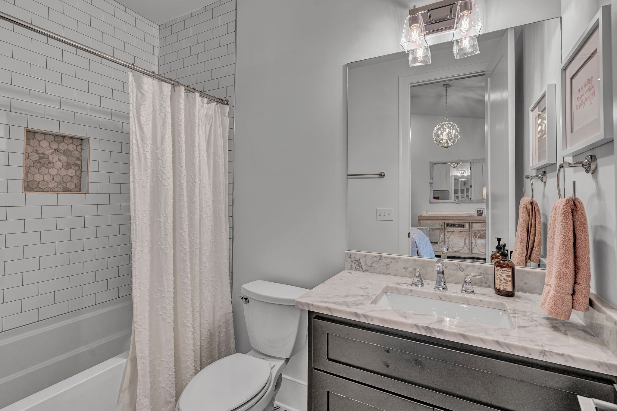 6029 Sedberry Road Nashville, TN 37205 - Photo 36 of 68 a bathroom with a granite countertop sink toilet and shower