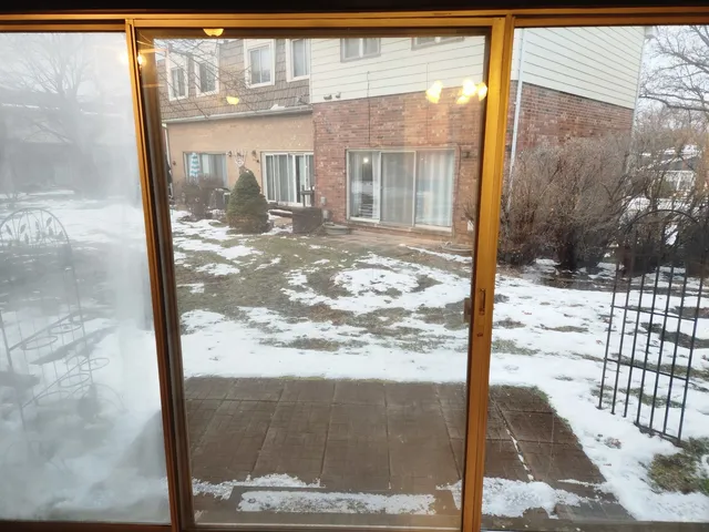 a view of a glass door