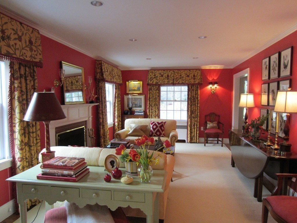 211 Conant Road Weston, MA 02493 - Photo 6 of 27 a living room with fireplace furniture and a large window