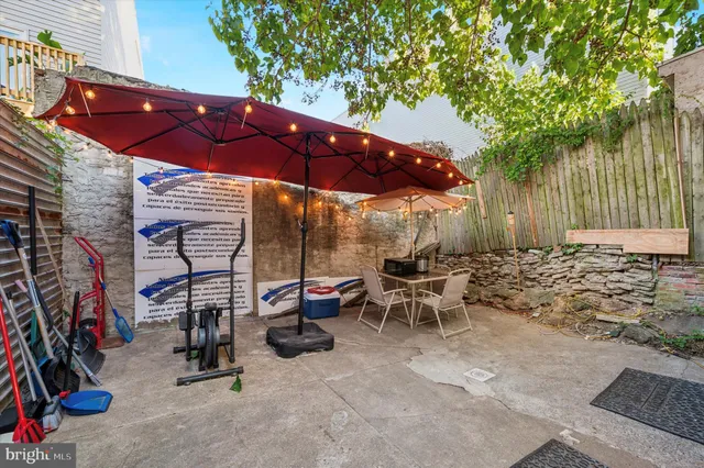 an outdoor space with patio