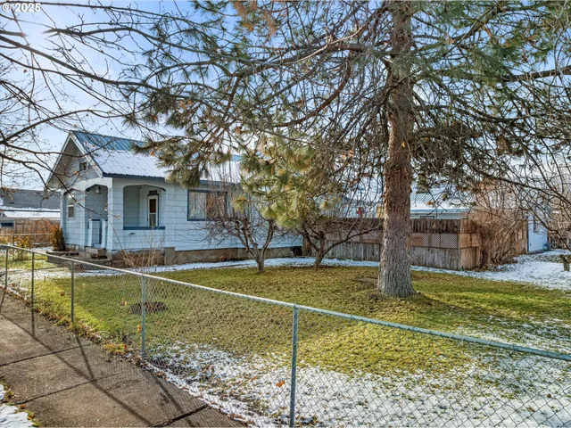 a view of a yard with a tree