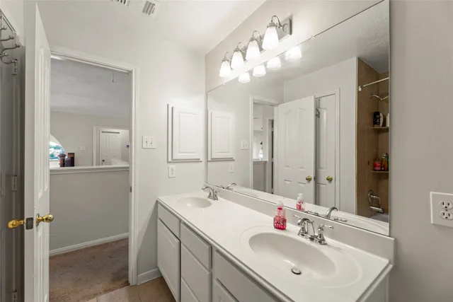 a view of a backyard with plants and large tree