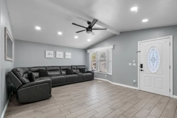 a living room with furniture