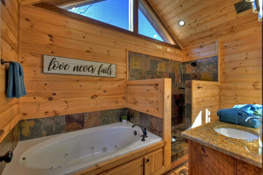 136 Oasis Drive Blue Ridge, GA 30513 - Photo 31 of 47 a bathroom with a bathtub and shower