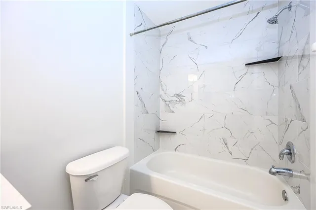 a bathroom with a toilet and a bathtub