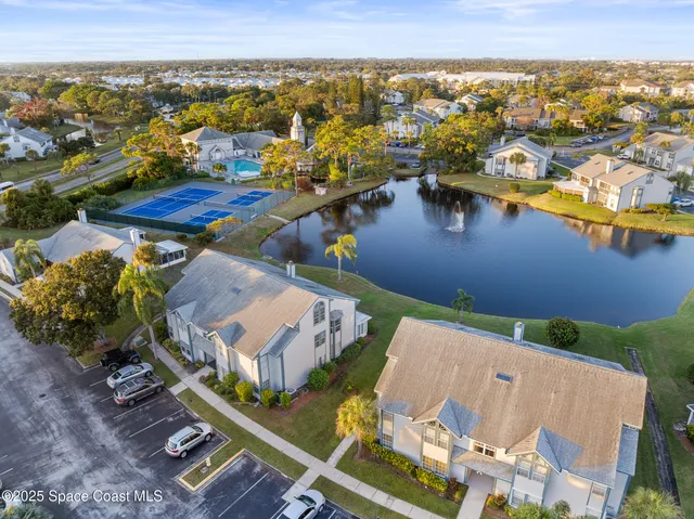 a view of a building with lake view