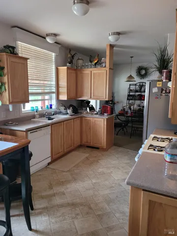 a kitchen with lots of counter top space