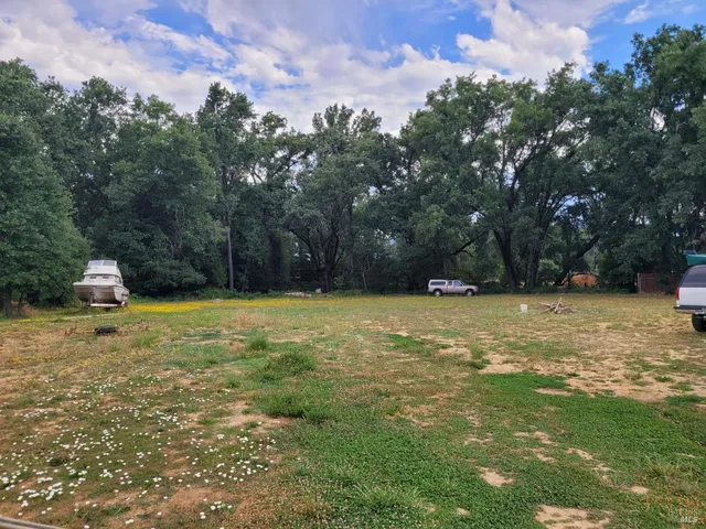 a backyard of a house with lots of green space