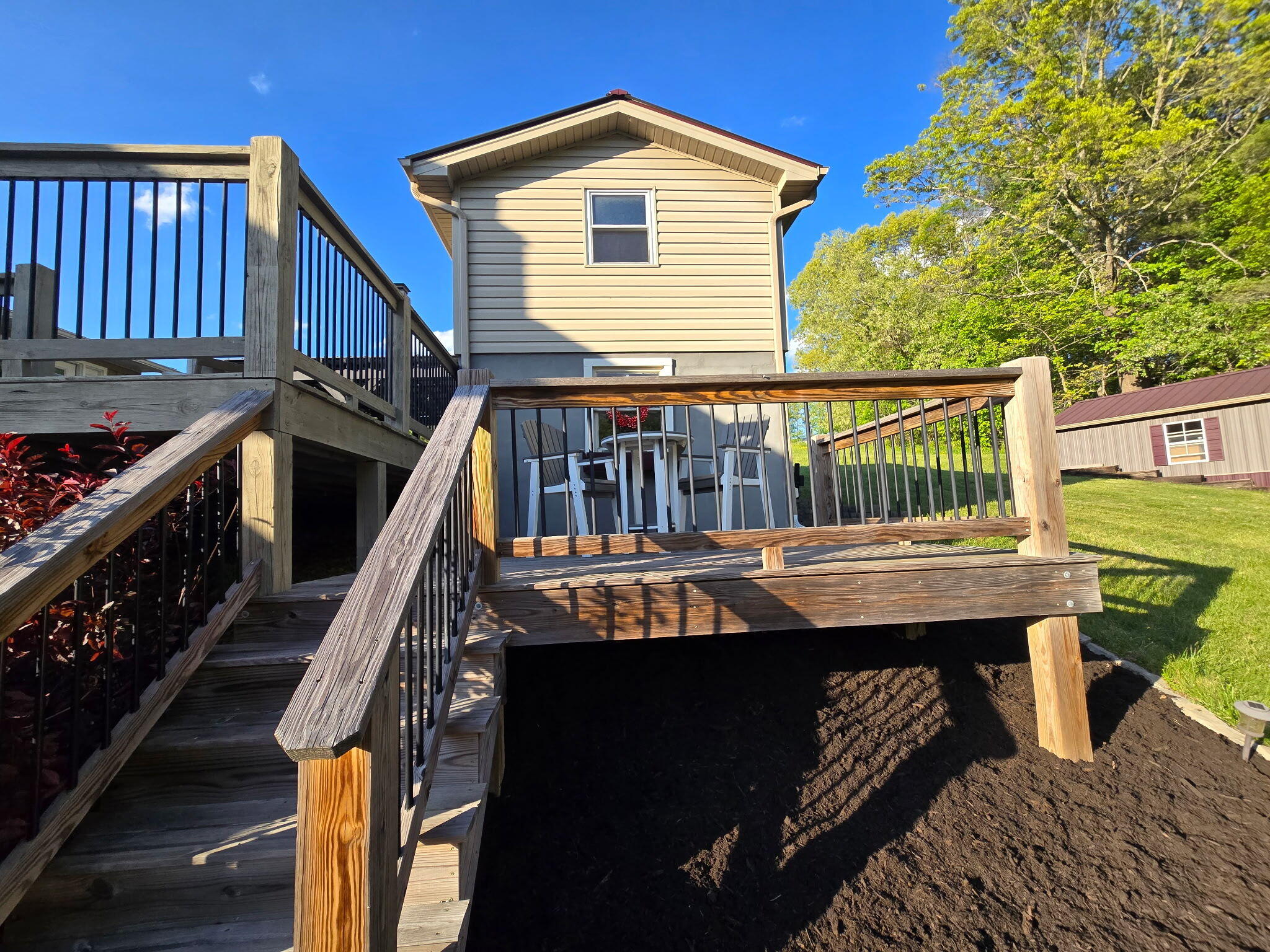 4003 Webbs Mill Road North Riner, VA 24149 - Photo 54 of 70 a view of a deck with wooden floor and fence