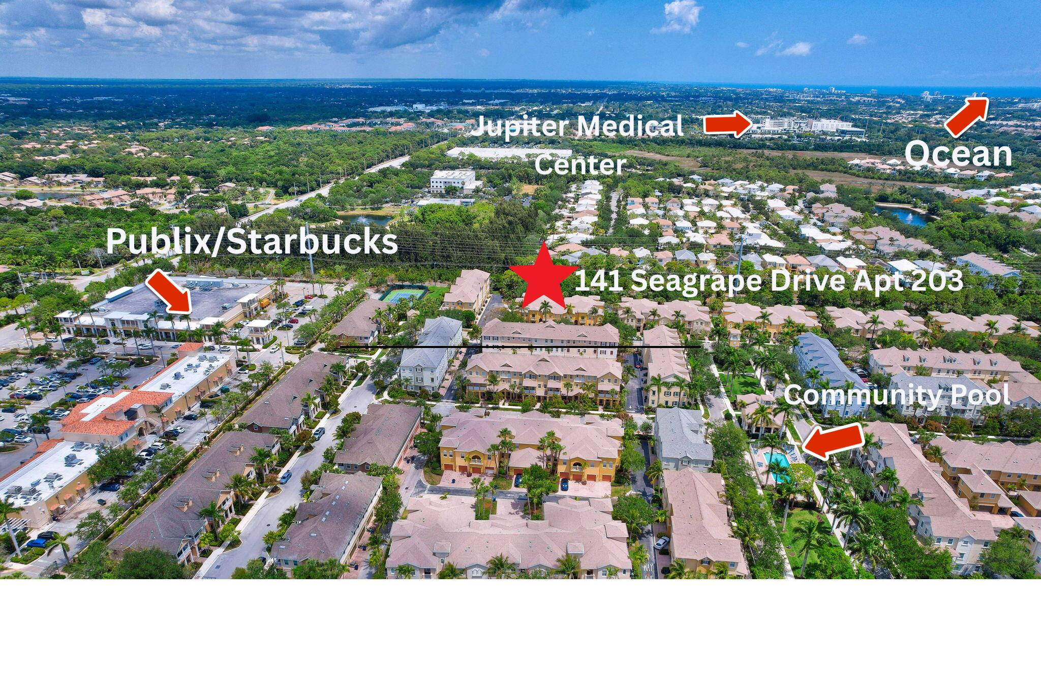 141 Seagrape Drive, Unit 203 Jupiter, FL 33458 - Photo 4 of 39 Aerial-Surrounding Area