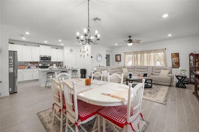 a view of a dining room and livingroom