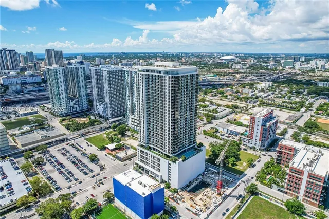 a view of a city with tall buildings
