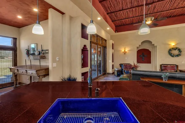 a living room with furniture