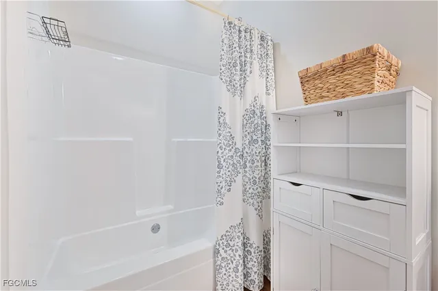 a bathroom with a bathtub