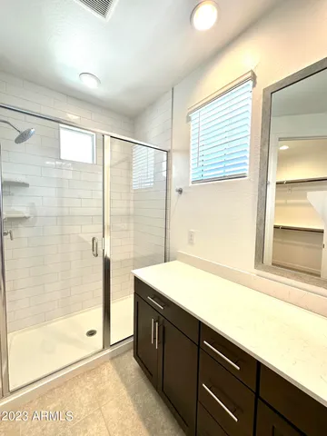 a bathroom with a sink and a shower