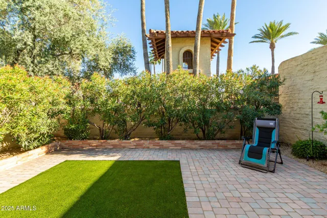 a view of yard with seating space