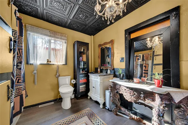 a room with wooden furniture