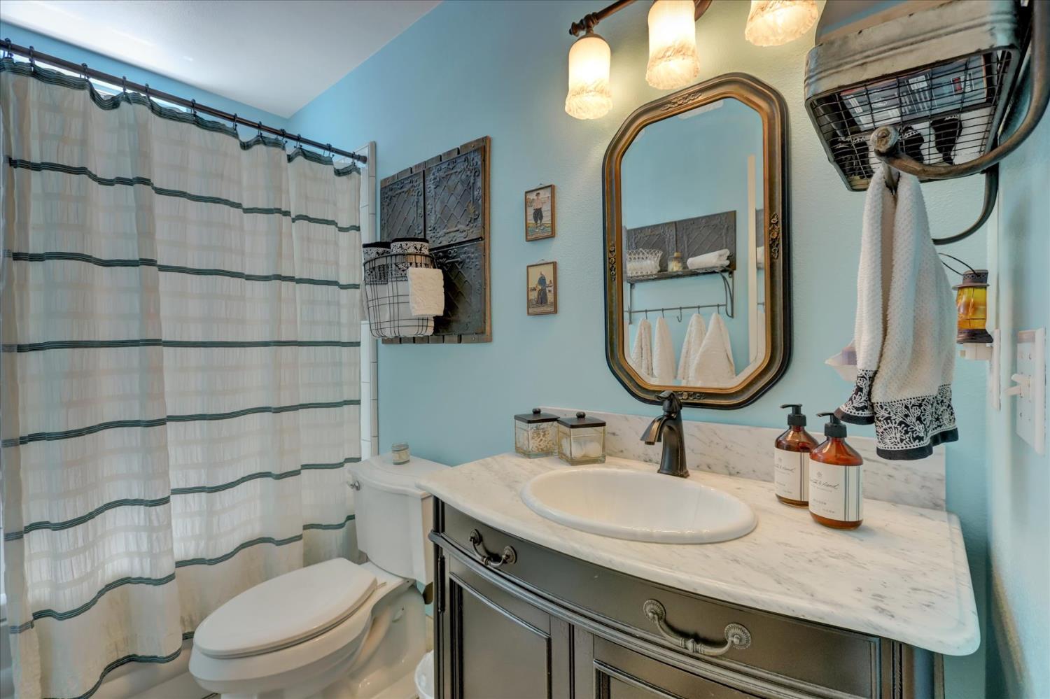 19793 Scotts Flat Road Nevada City, CA 95959 - Photo 30 of 50 a bathroom with a sink a toilet and shower