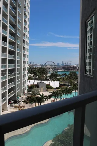 a view of a city from a balcony