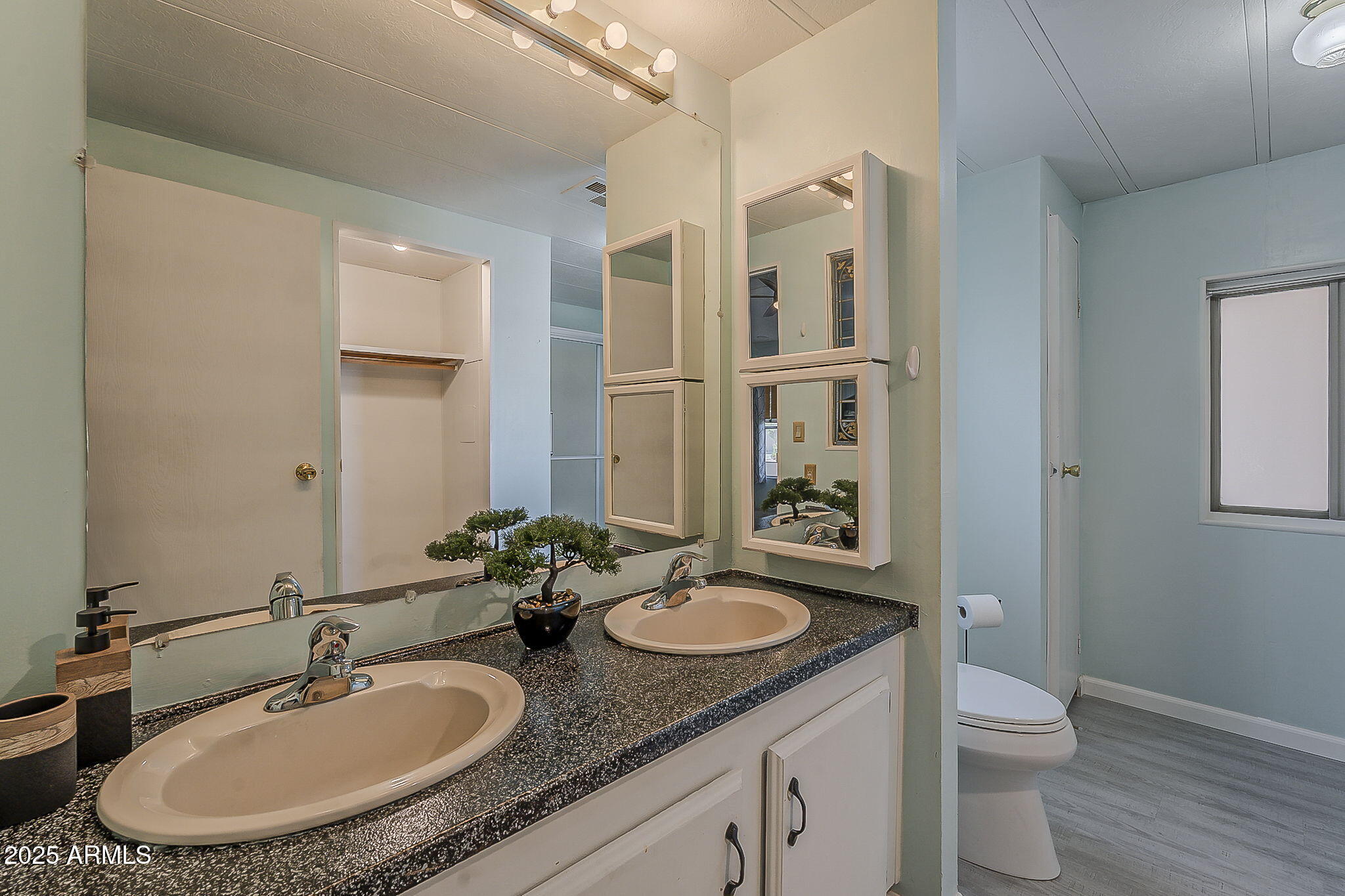 834 South Meridian Road, Unit 118 Apache Junction, AZ 85120 - Photo 27 of 50 a bathroom with a granite countertop sink toilet and shower