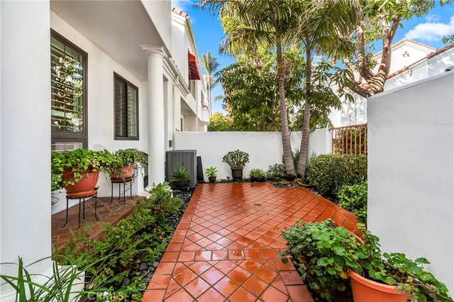 a potted plant sitting in front of a house