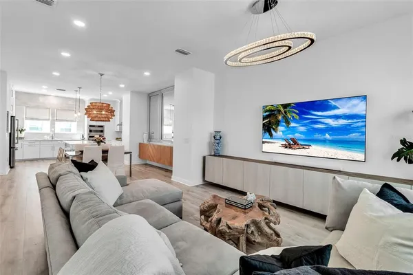 a living room with furniture and a couch