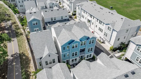 an aerial view of a house