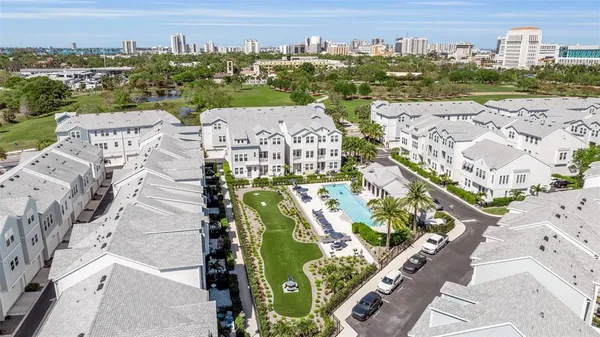 an aerial view of multiple house